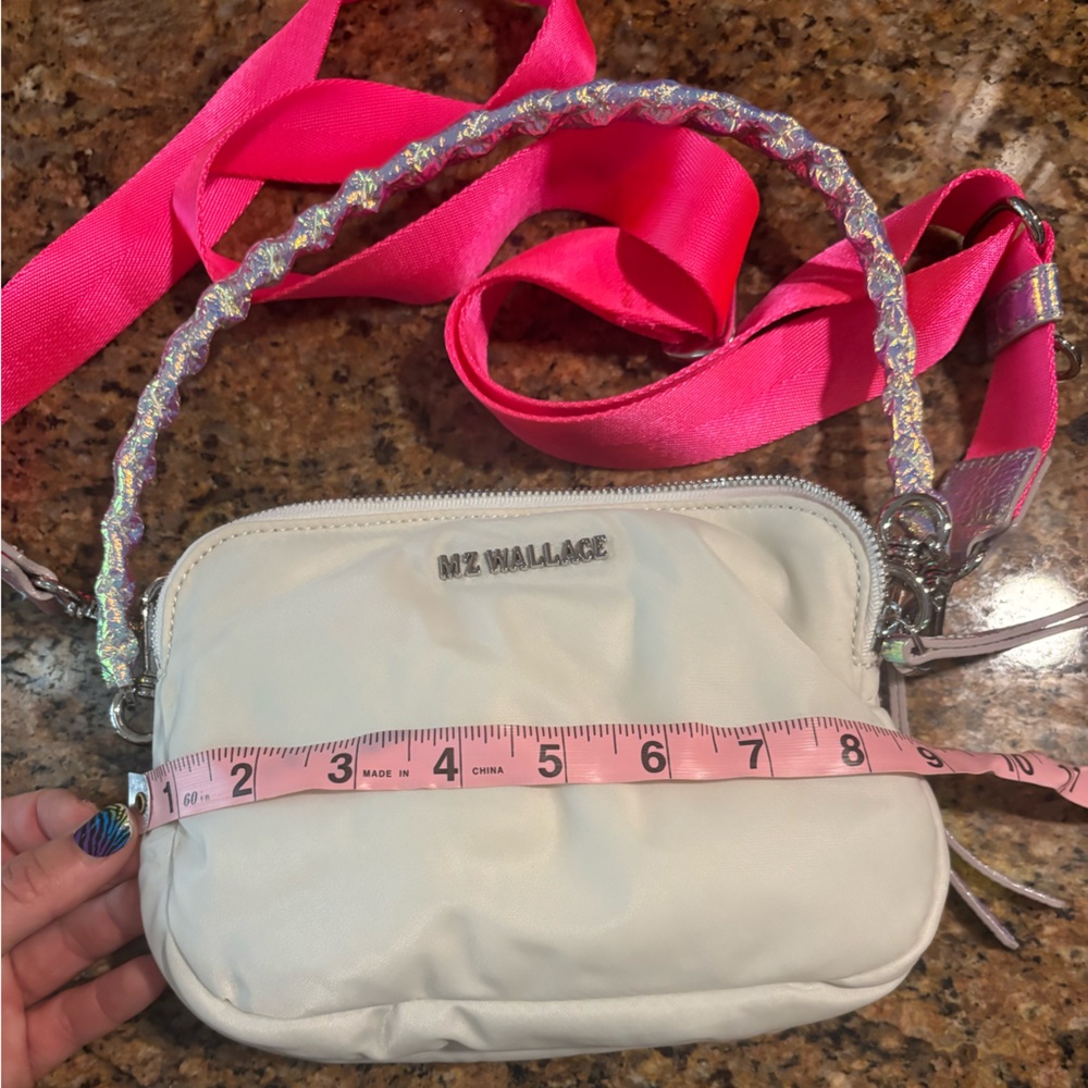 MZ Wallace White Crossbody Bag with Pink Strap - Picture 15 of 16